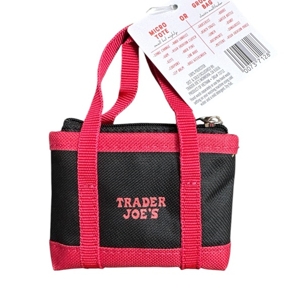 Black and Red Micro Tote with Grocery Bag - Picture 2 of 3
